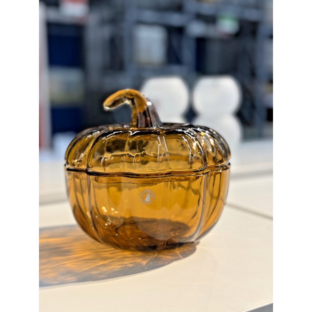 IKEA HÖSTAGILLE Decorative Bowl w Lid Yellow Brown 7 1/2"-NEW